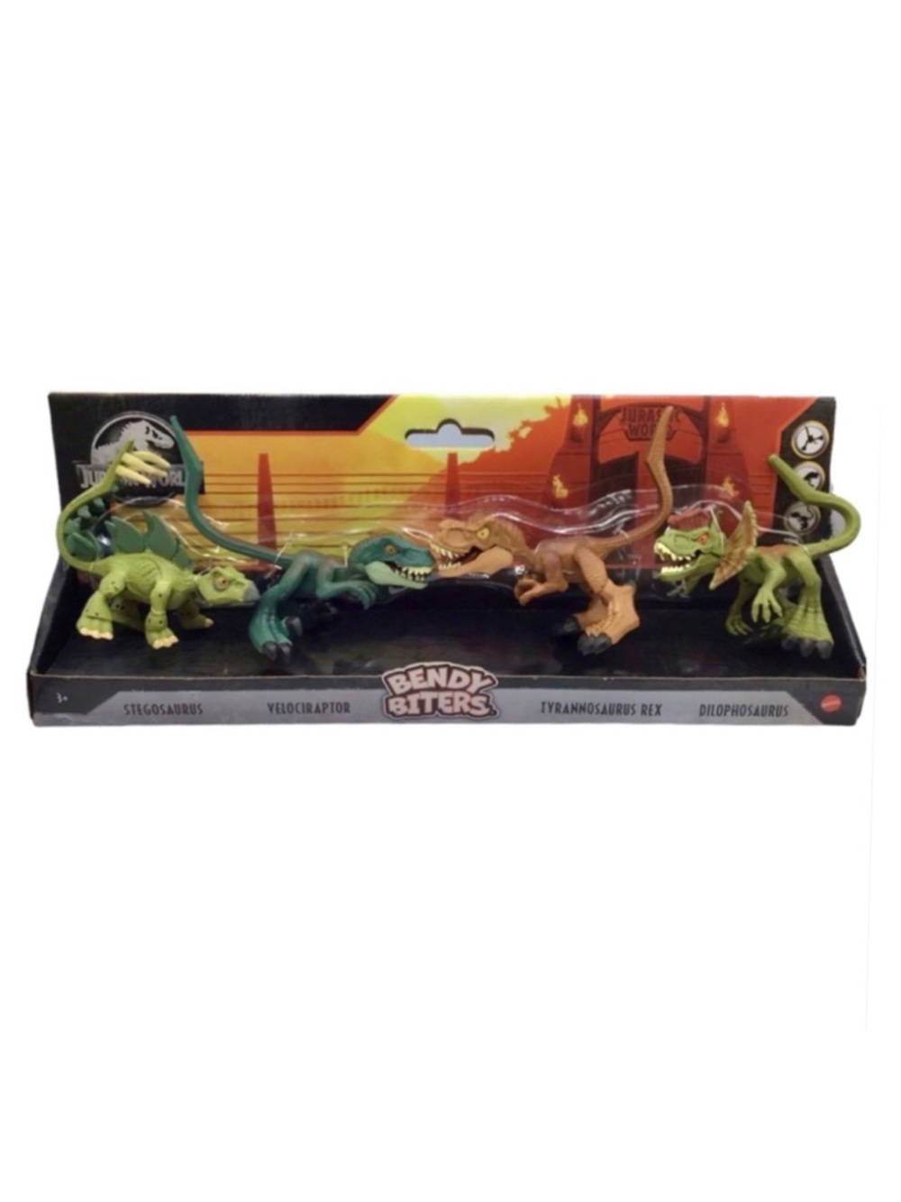 Mattel Jurassic World 4pk. Mini Bendy Biters Dinosaur Figures Set (NWT)